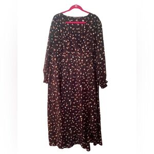 BloomChic black ditzy floral long sleeve midi dress